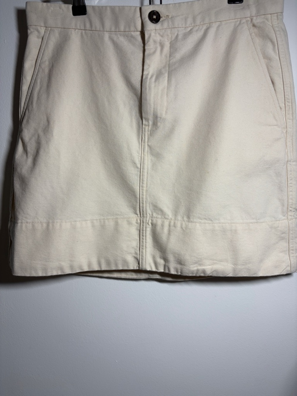 Everlane Mini Skirt Size 8 Ivory Cotton Straight Minimalist Pocket
